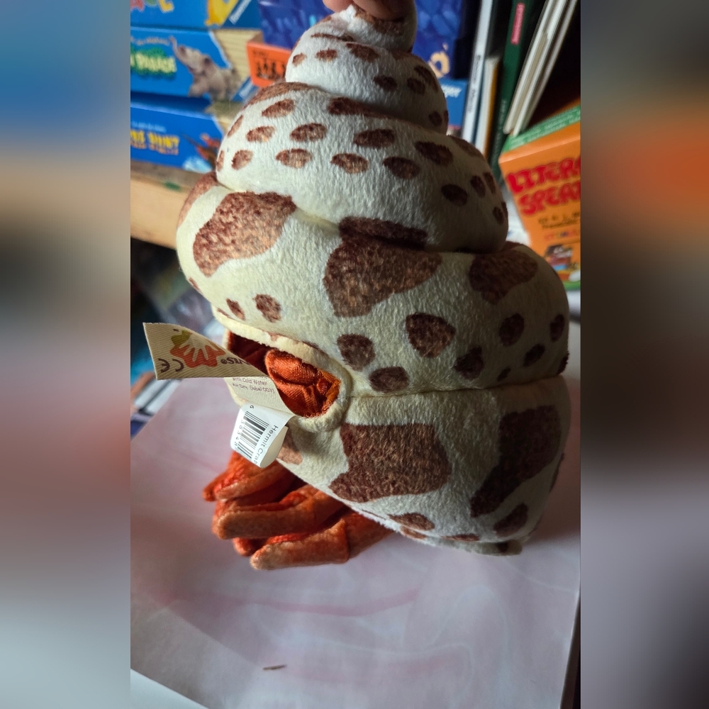 Kids Plush Hermit Crab Puppet - Cream and Brown